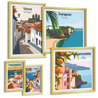 BILDER SET 5er Set - 50x50 cm & 20x30 cm & 40x60 cm Goldrahmen - Grün der Wasserschlucht im Winter - Goldfarben, Kunststoff (40/60cm) - TULUP