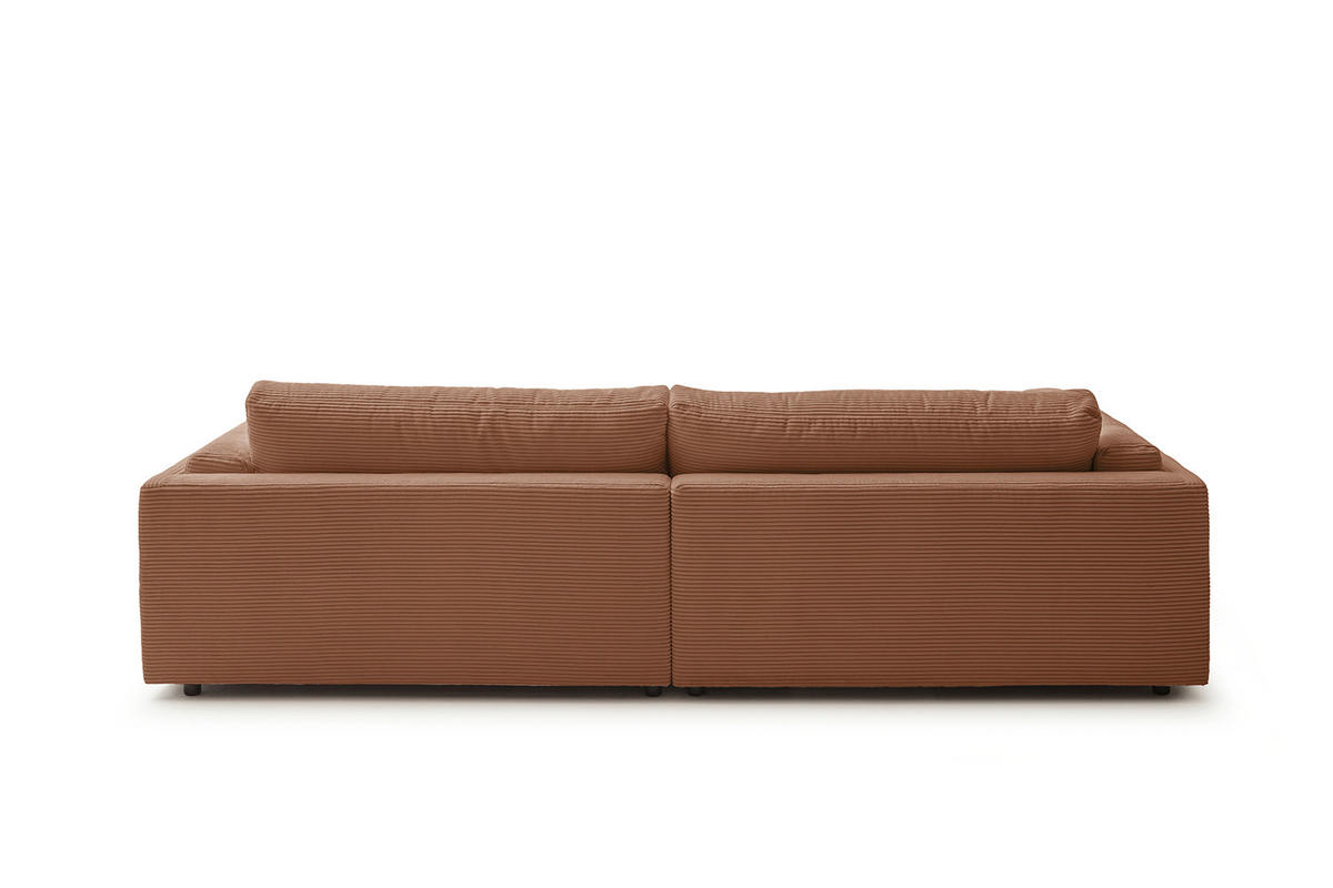 BIG SOFA RAINA Braun Cord - Dunkelbraun/Schwarz, Kunststoff/Textil (254/85/150cm) - KAWOLA