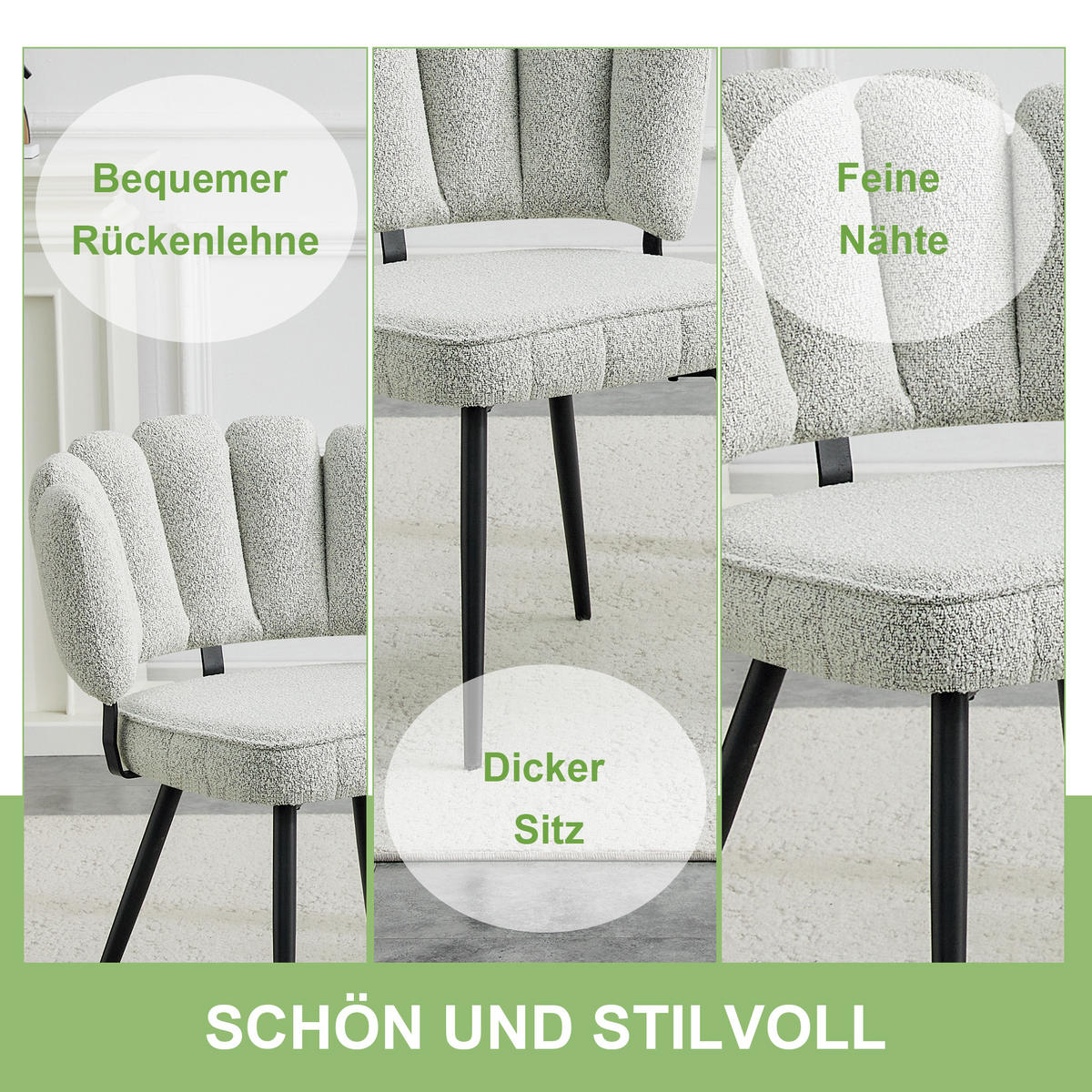 STUHL-SET DE-36560 2 Stück mit Metallbeinen Hellgrau - Hellgrau, Metall (48/80/60cm) - ComfortXL