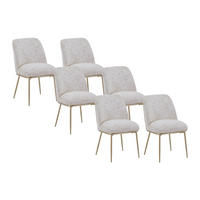 6ER-SET Stühle aus Stoff und vergoldetem Metall - Creme - DYLORA - Creme, Textil (50/86.5/61cm) - Vente-Unique