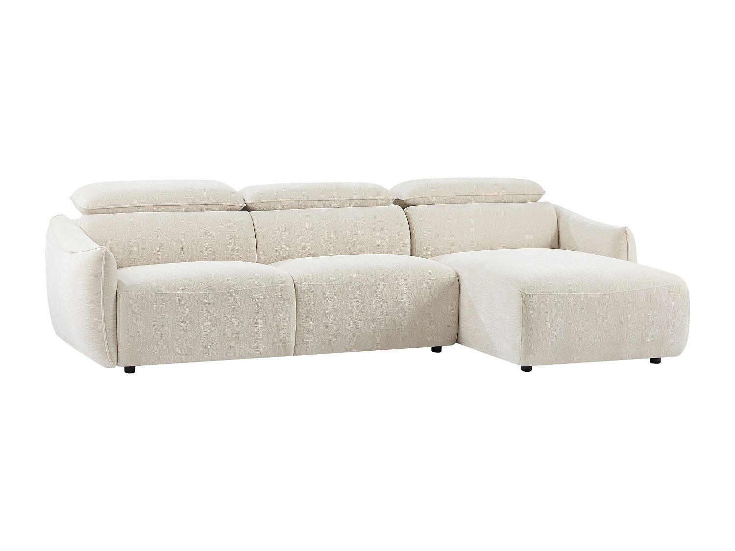 ECKSOFA rechts aus beigem Chenille-Stoff TAZIZA - Beige, Textil (286/166cm) - Vente-Unique
