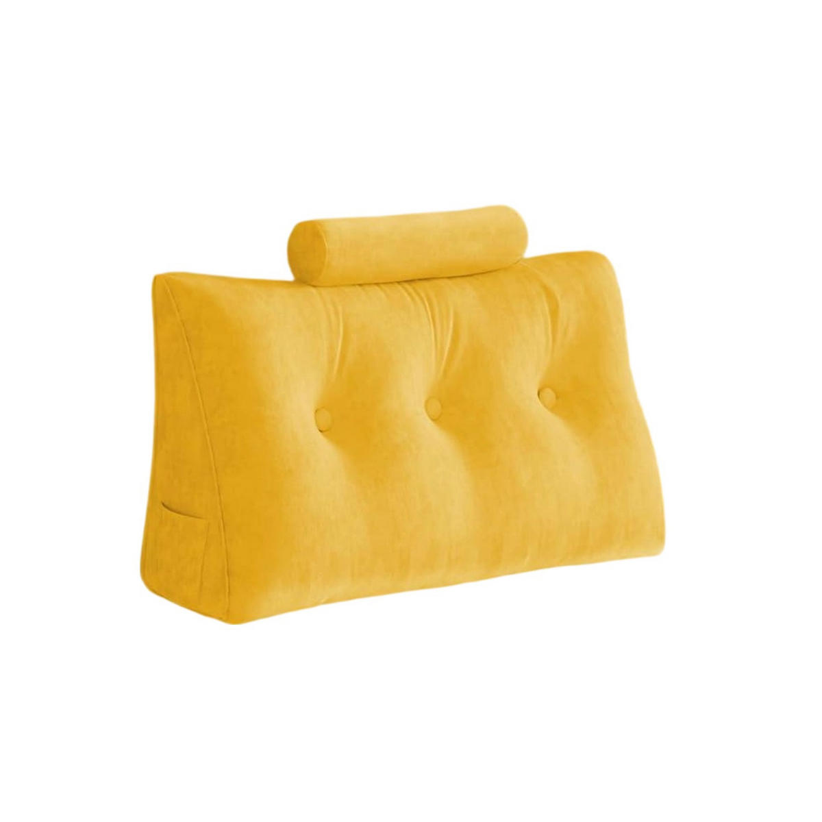 LESEKISSEN Keilkissen mit einem runden Kissen 2er-Set Samt Gelb 100cm - Gelb, Textil (20/100cm) - Vercart