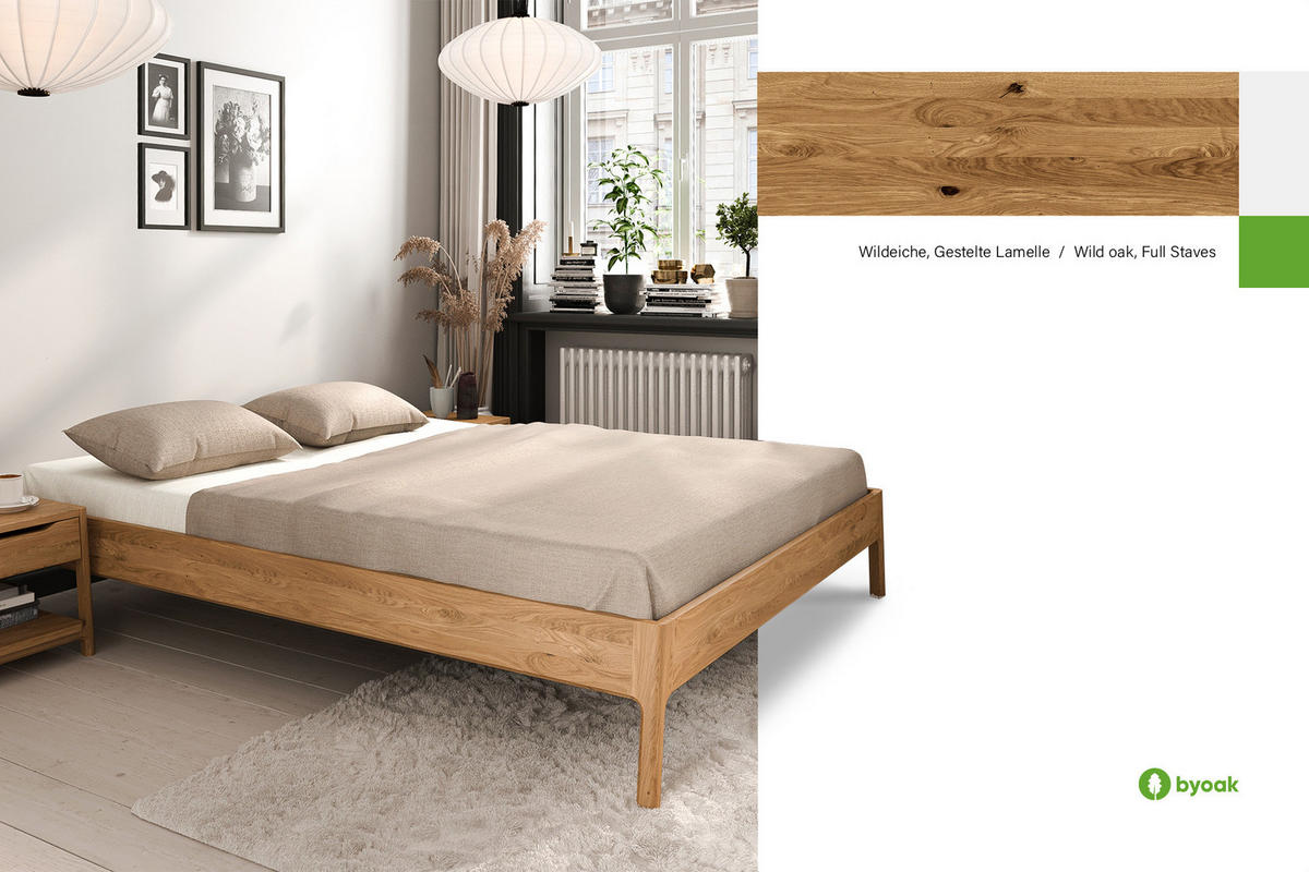MASSIVHOLZBETT PAUL 3 160 x 210 Wildeiche - Wildeiche, Holz (160/210cm) - byoak