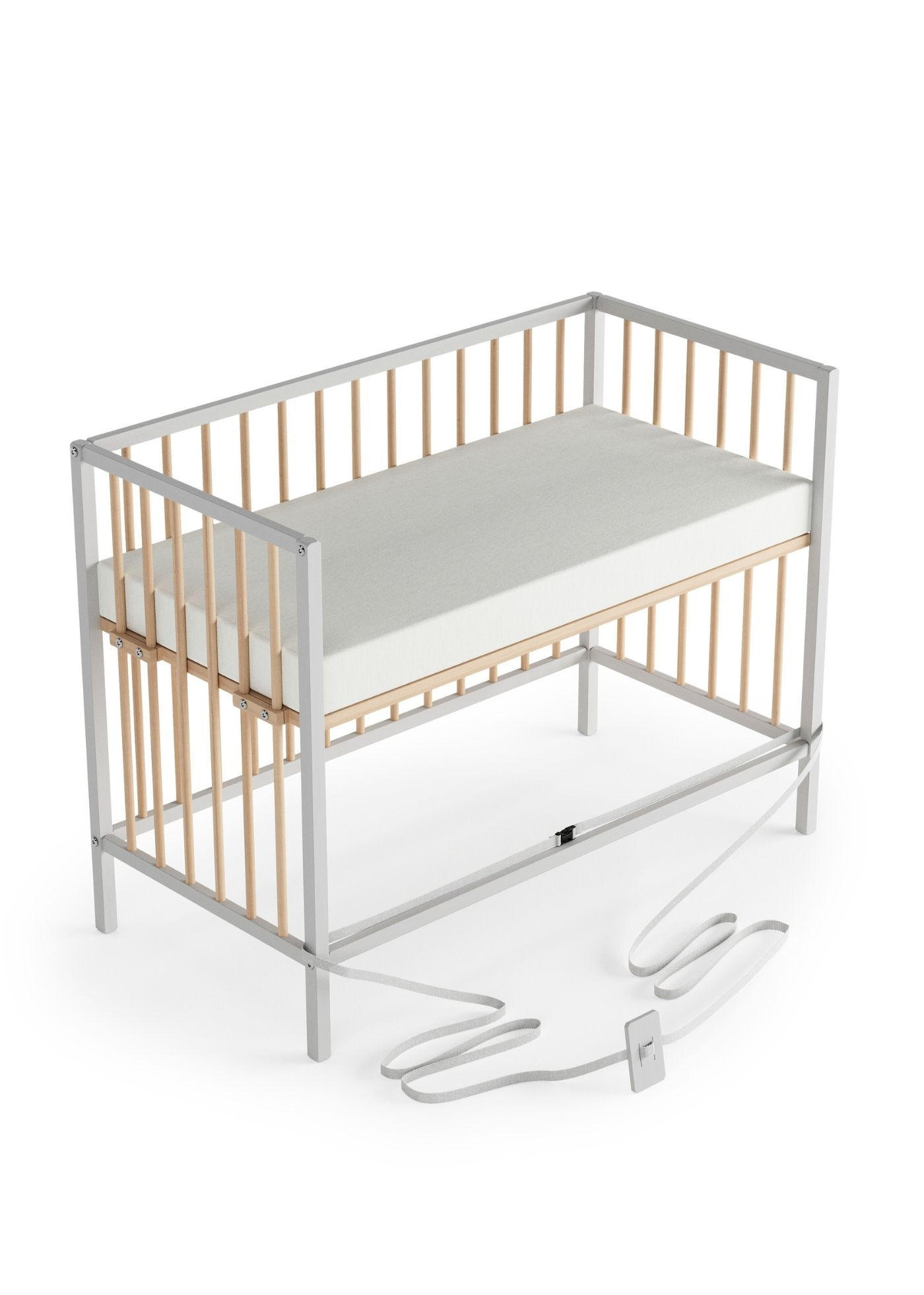 Sämann – make a difference. Beistellbett Weiß, Natur 120x90x60 cm