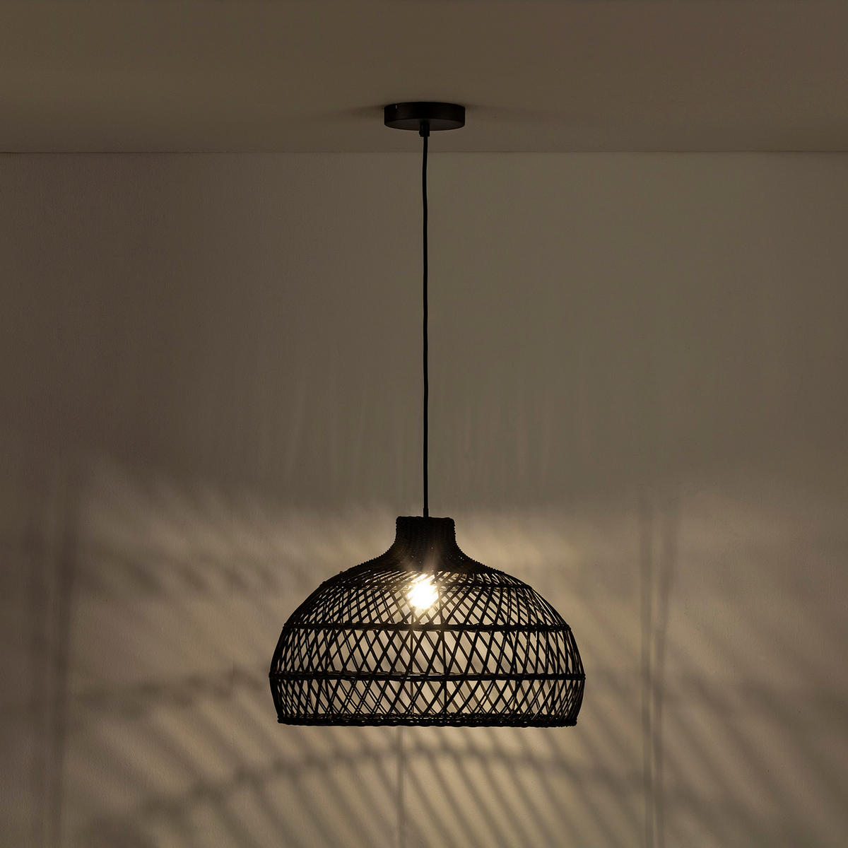 HÄNGELEUCHTE﻿ 46/46/152 Hoshi - Schwarz, Naturmaterialen (46/46/152cm) - VS Venta-stock