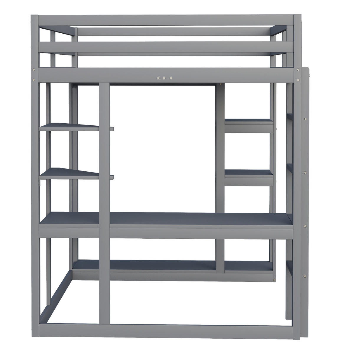 HOCHBETT 140x200 Massivholz Leiter Tisch Regale Ablage Grau - Grau, Holzwerkstoff - FLIEKS