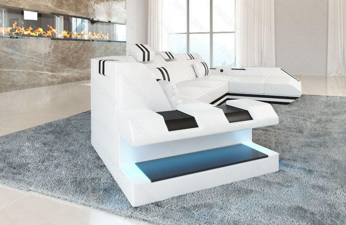 WOHNLANDSCHAFT Apollonia C - Weiß, Leder (420/78/190cm) - Sofa Dreams