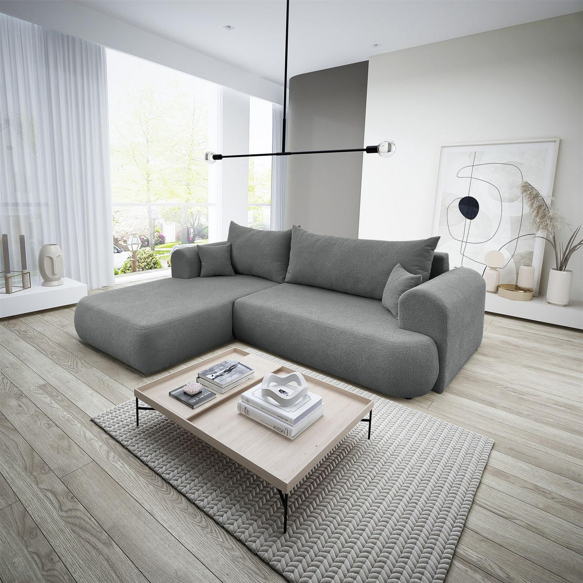 ECKSOFA Anike In Now Or Never - Dunkelgrau, Holzwerkstoff/Textil (260/173cm) - Fun Möbel