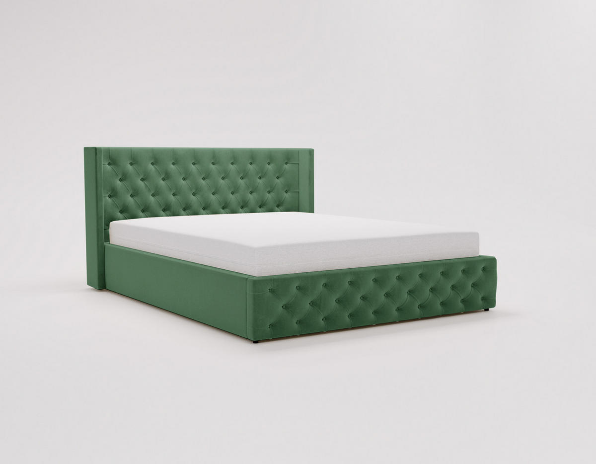POLSTERBETT 160x200 cm Rolia, Glamour, Chesterfield, Grün - Grün, Holz/Textil (160/200cm) - Emporius