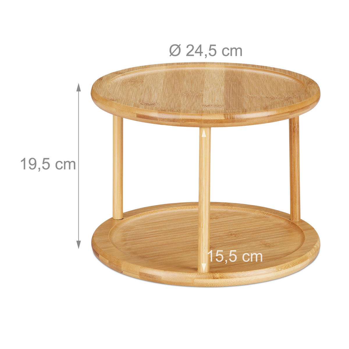 DREHREGAL - Hellbraun, Holz (24.5/19.5/24.5cm) - Relaxdays