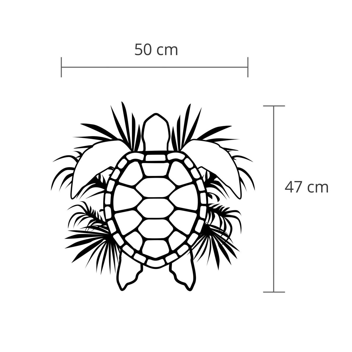 WANDDEKORATION Metall Nr. 26 Caretta Schwarz 50/3/47 cm - Schwarz, Metall (50/47/3cm) - Decortie