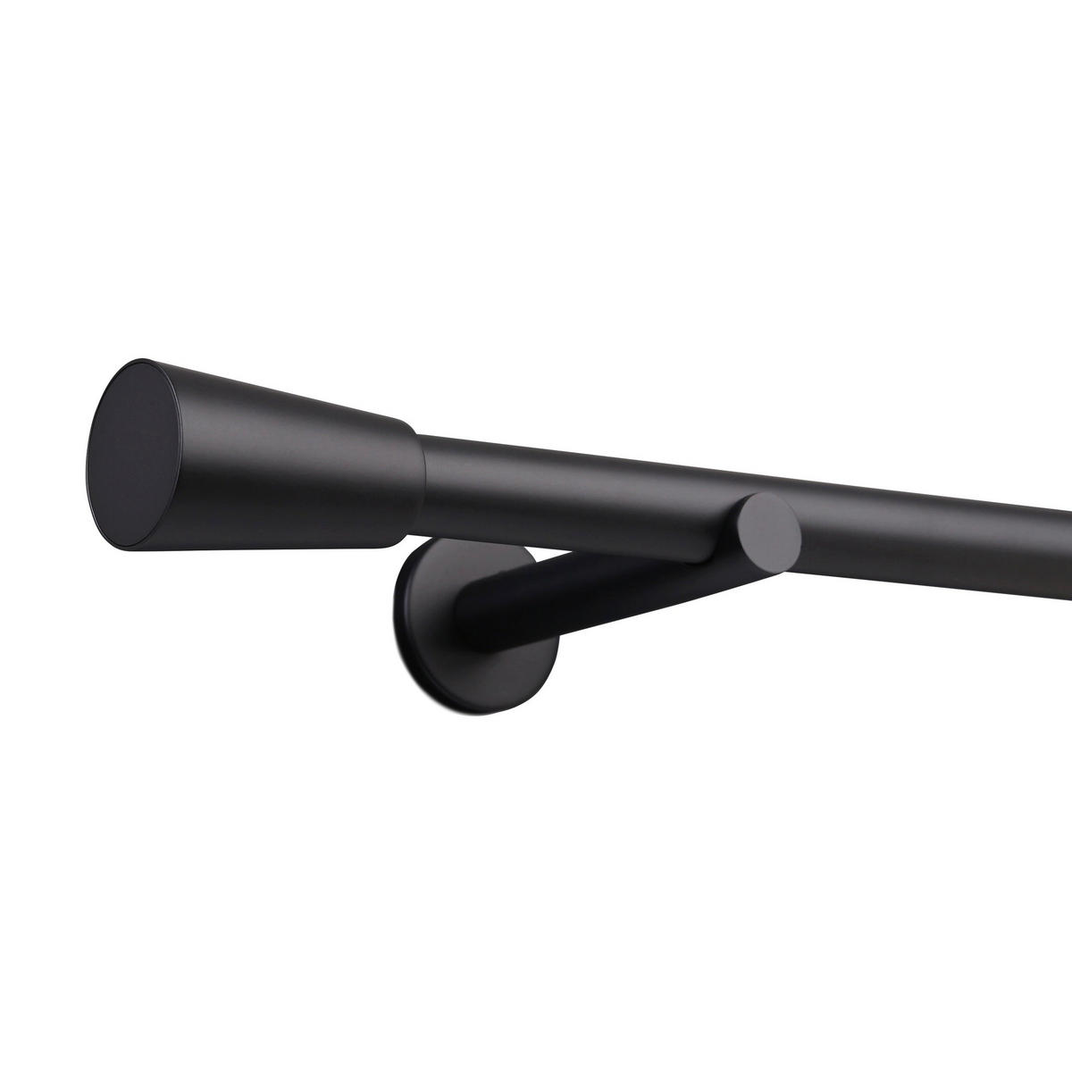 GARDINENSTANGE auf Maß 1-lauf Wandmontage Kegel 510cm - Schwarz, Metall (510cm) - Deco-Raum