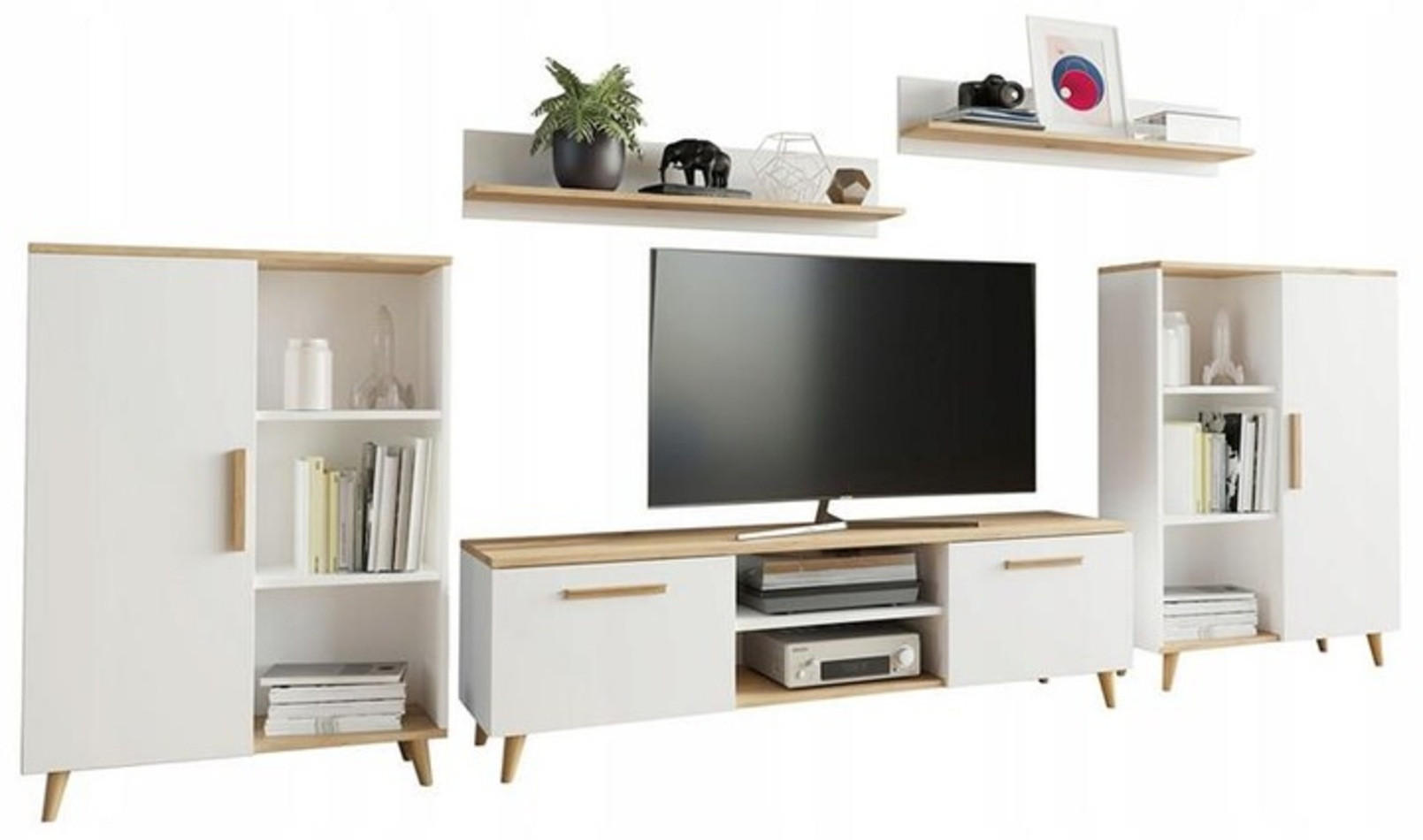 WOHNWAND Oslo 2 Weiß-Artisan Eiche 4-teilig - Weiß/Eiche Artisan, Holzwerkstoff (150/47/40cm) - Matkam Möbel