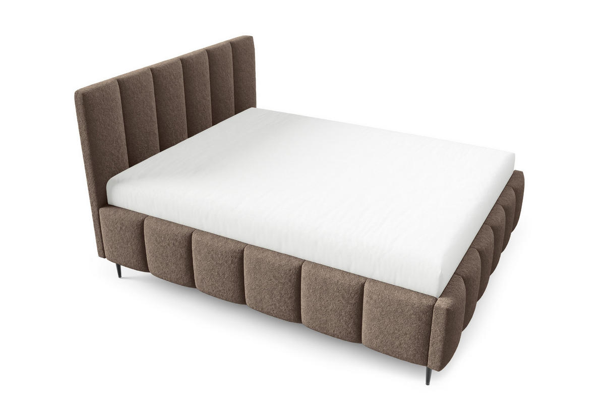 POLSTERBETT mit Bettkasten 160x200 cm in Braun - Braun, Metall (160/200cm) - Home Collective