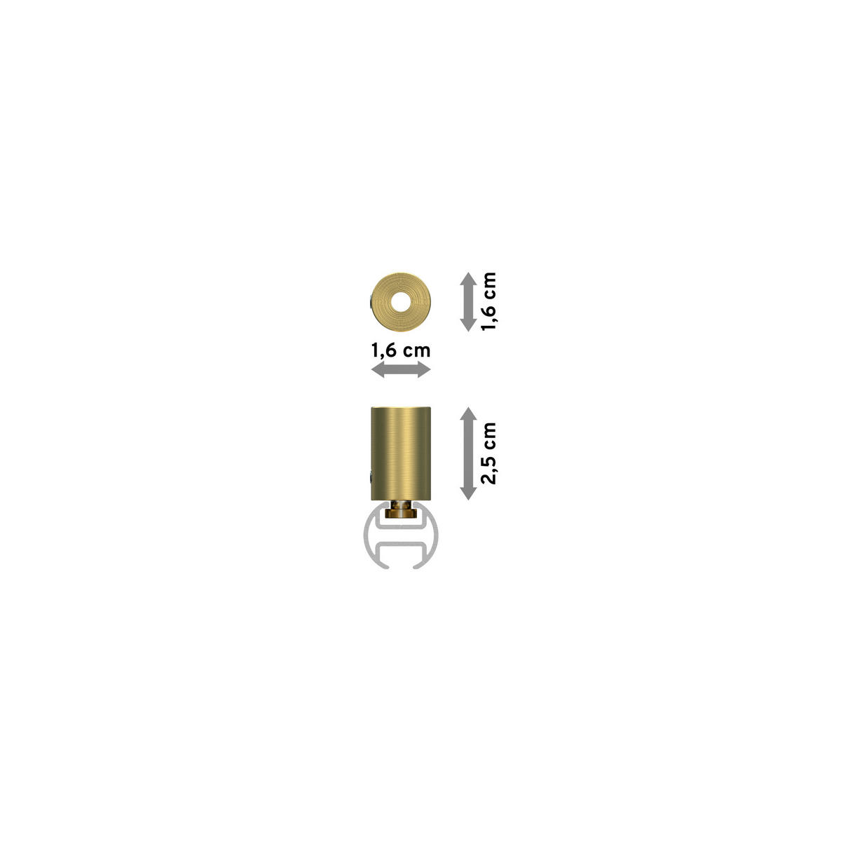 INNENLAUF-GARDINENSTANGEN-SET Sonius Elanto 100 cm, 1-läufig, 20 mm Ø Messing-Optik - Messingfarben, Metall (100cm) - INTERDECO
