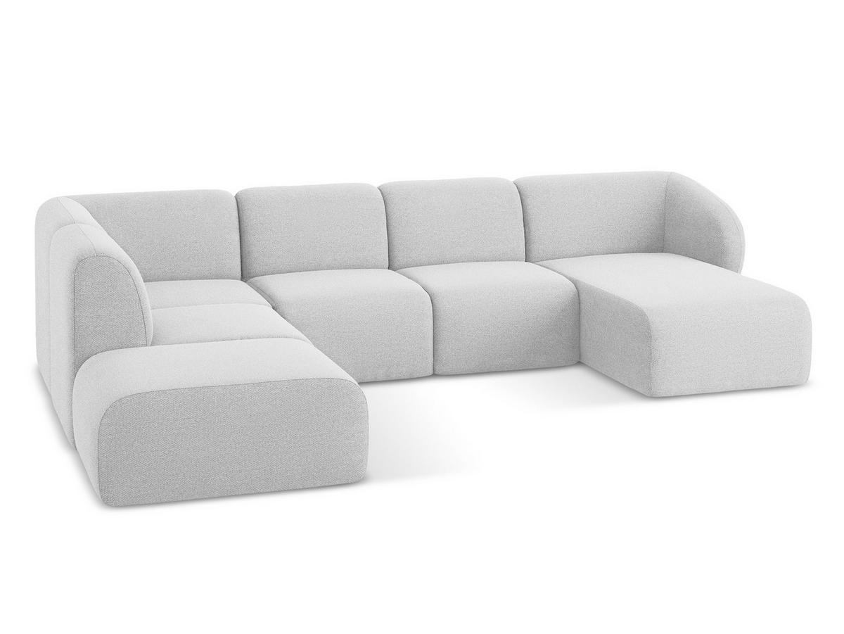 ECKSOFA Rechts Chenille Stoff Beige - Schwarz/Cappuccino, Holzwerkstoff/Kunststoff (178/166cm) - Makamii