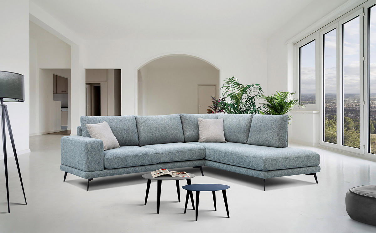 ECKSOFA MEDIOLANE 5-Sitzer, mintgrün - Mintgrün, Holzwerkstoff/Textil (282/219cm) - Courtois Laville