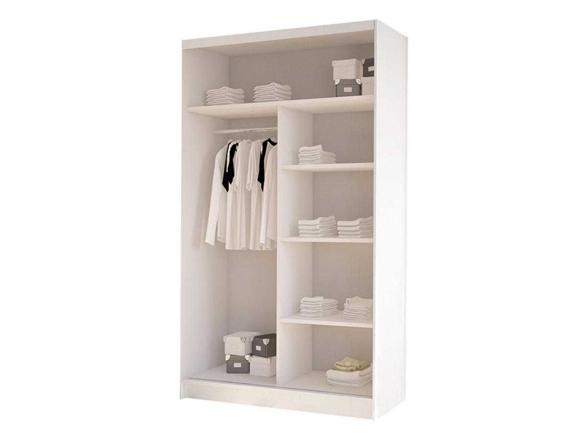 SCHWEBETÜRENSCHRANK Diego V - Schwarz/Weiß, Holzwerkstoff/Metall (100/200/58cm) - MIRJAN24