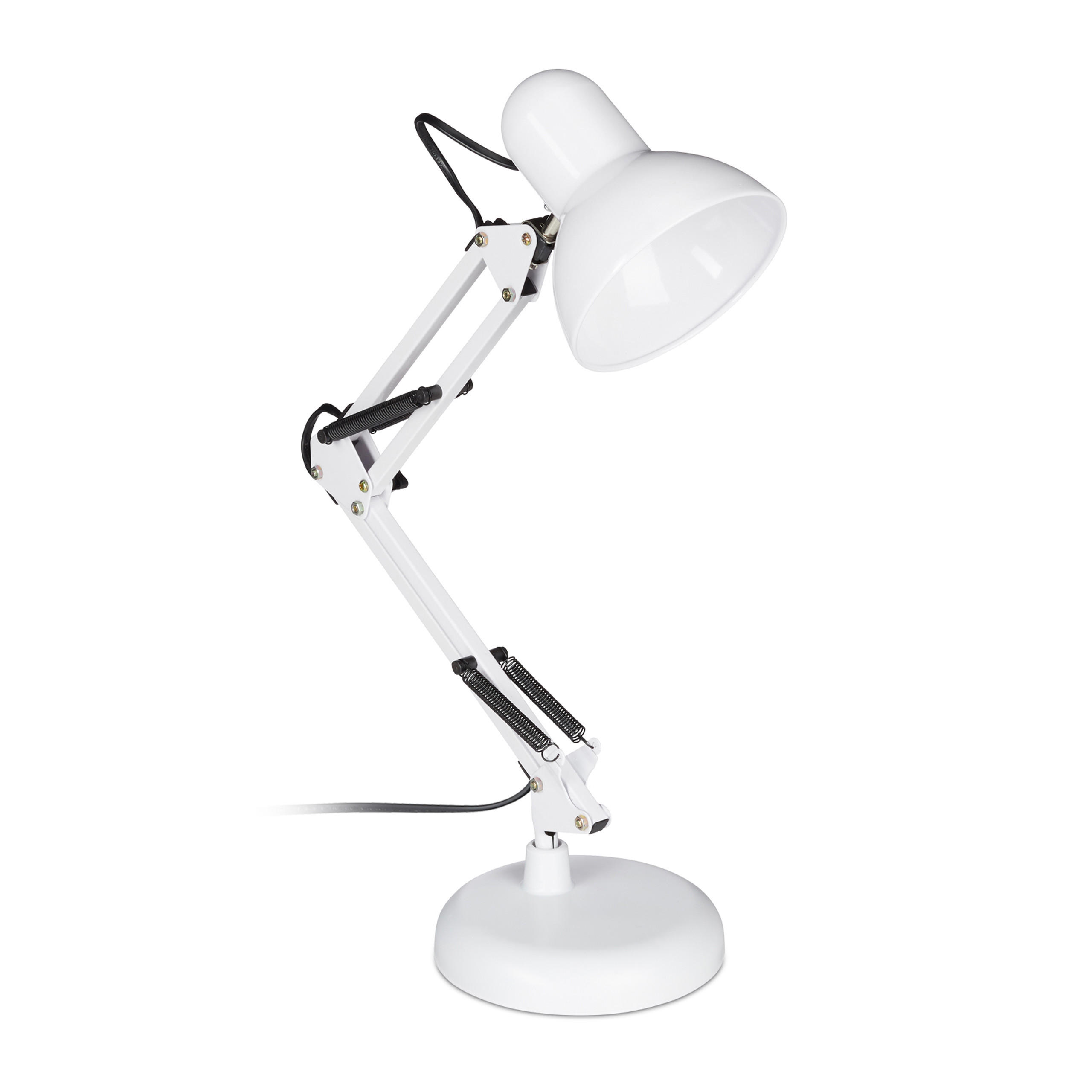 SCHREIBTISCHLAMPE - Weiß, Kunststoff/Metall (15/28/50cm) - Relaxdays