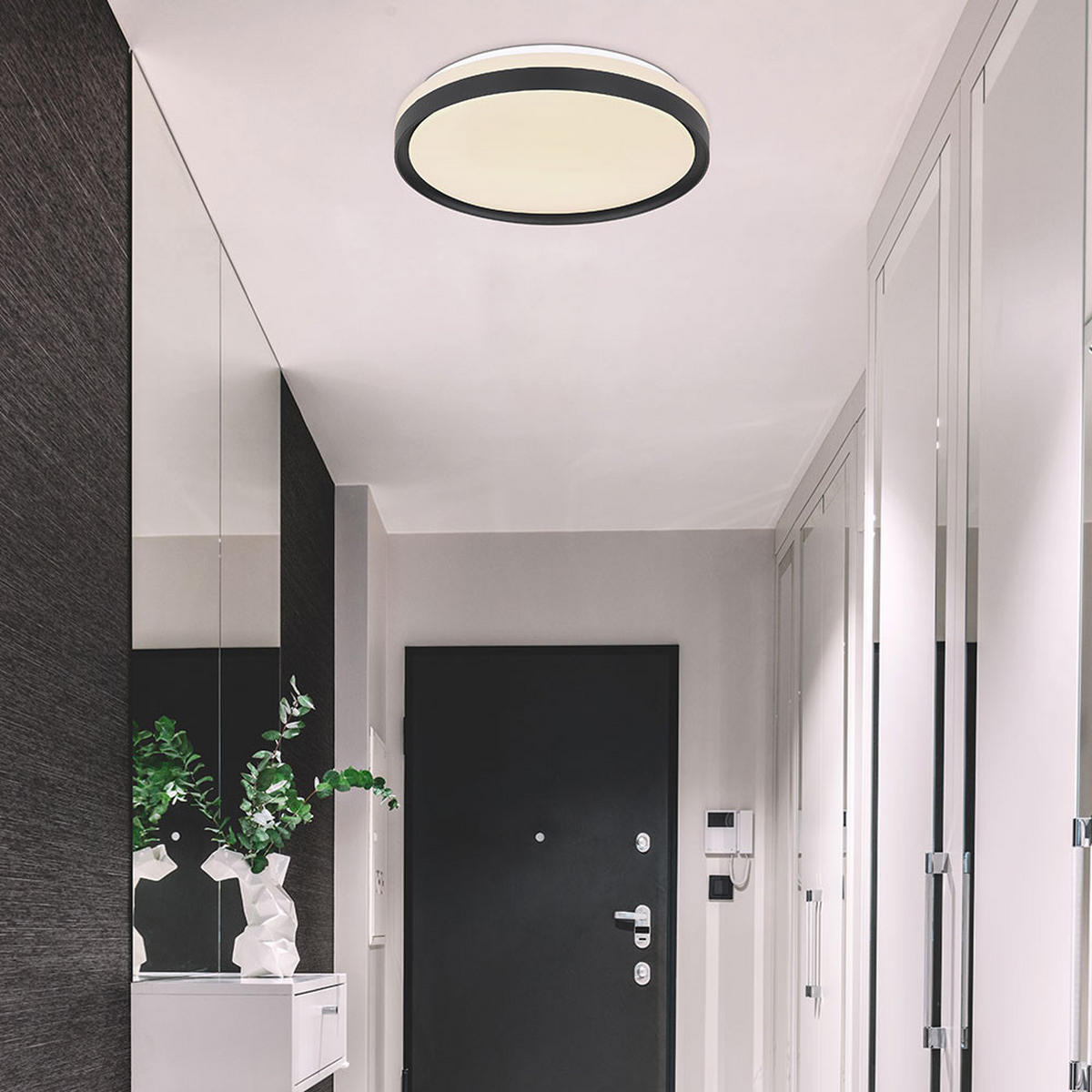 LED DECKENLEUCHTE Metall Schwarz Weiß - Schwarz, Metall (39/39/8cm) - Globo Lighting