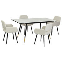 ESSZIMMER SET mit ausziehbarem Tisch und 4 bequemen Stühlen - Beige, Holzwerkstoff/Metall (80/75/160cm) - Urban Meuble
