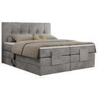BOXBETT VITTORIA 140/200 - Hellgrau Velvet - H3 - Hellgrau, Holz/Textil (140/200cm) - MKS