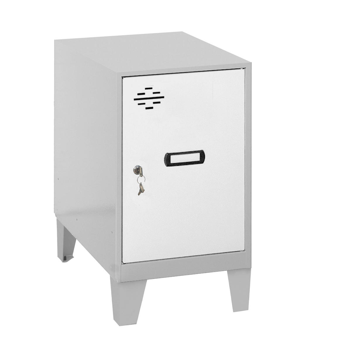 SCHLIESSFACHWÜRFEL Amego HxBxT 57,5x30x50 cm Mit Standfüße Weiß-Grau Spind - Weiß, Metall (30/57.5/50cm) - PROREGAL