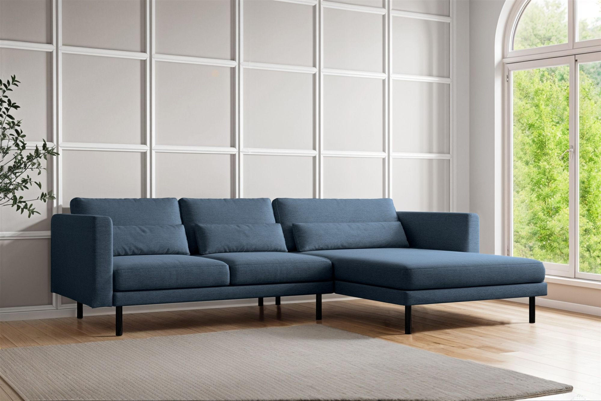 ECKSOFA Agada In Verita - Dunkelblau, Holzwerkstoff/Textil (281/174cm) - Fun Möbel