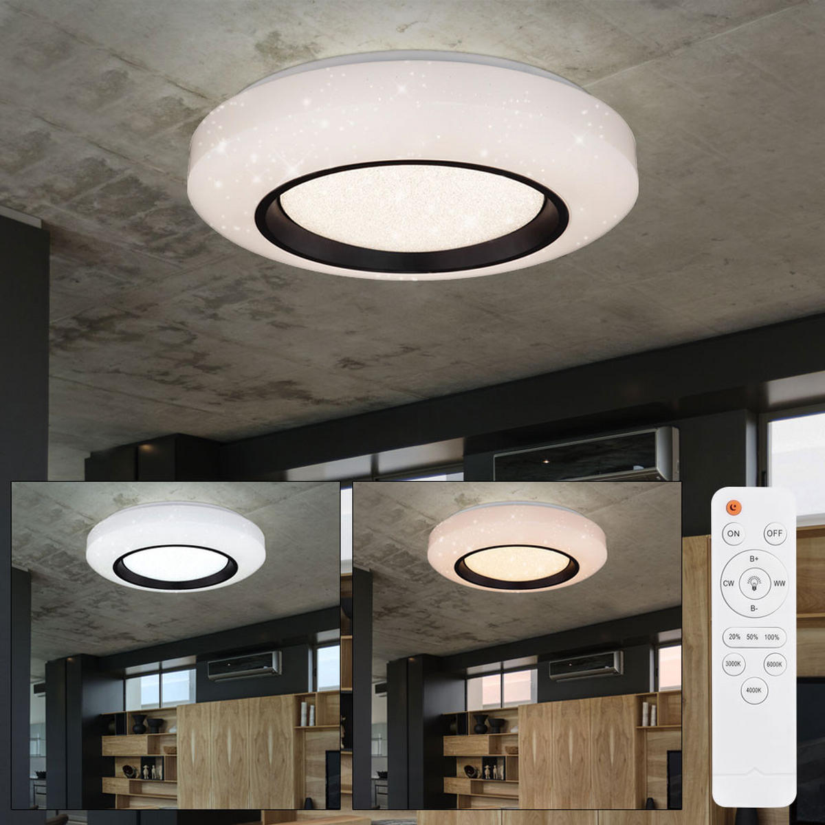 LED DECKENLEUCHTE Metall Weiß Kristalloptik - Weiß, Metall (50/50/11cm)