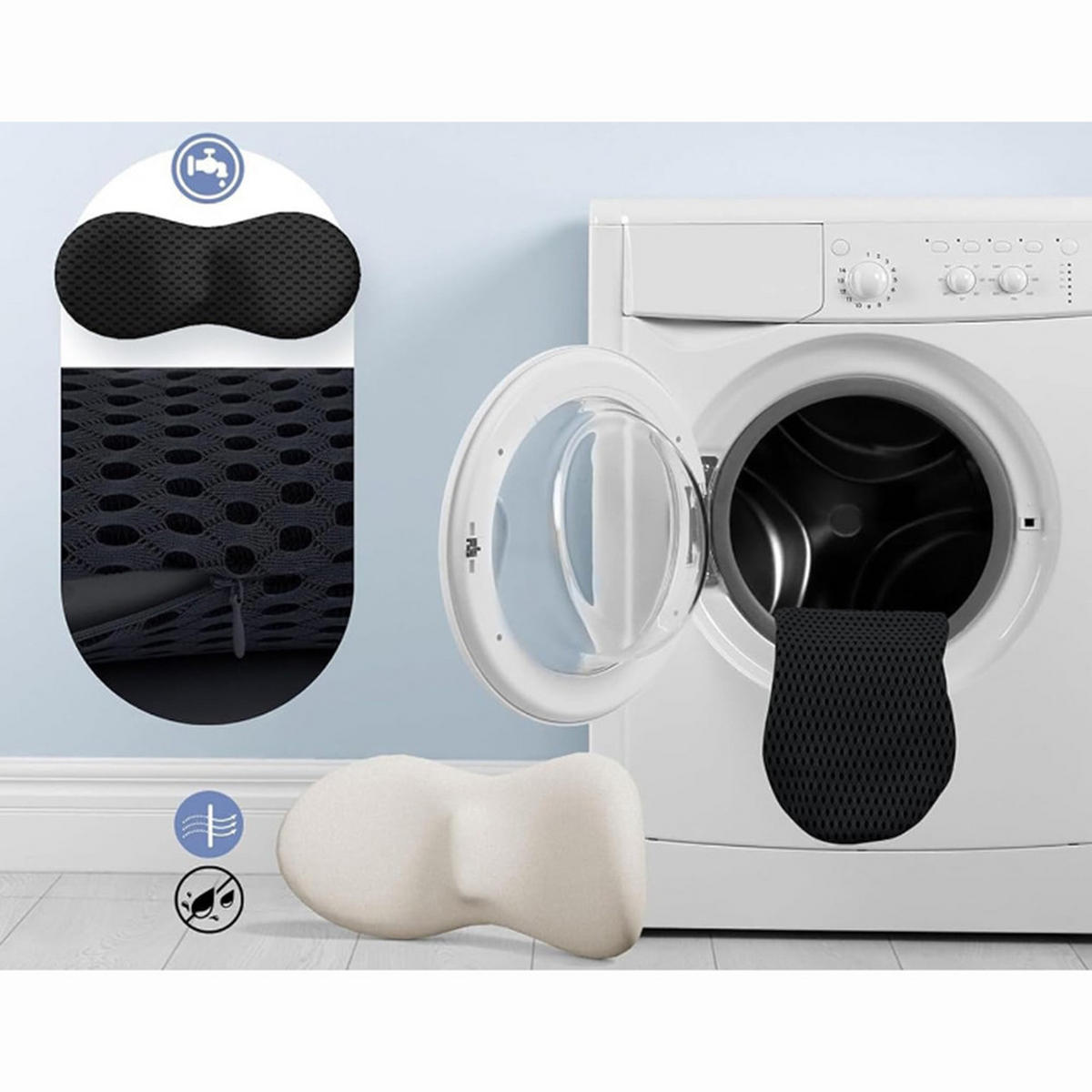 RÜCKENKISSEN Aus Memory-Schaum,46x23x11cm - Blau, Textil (20/30cm)