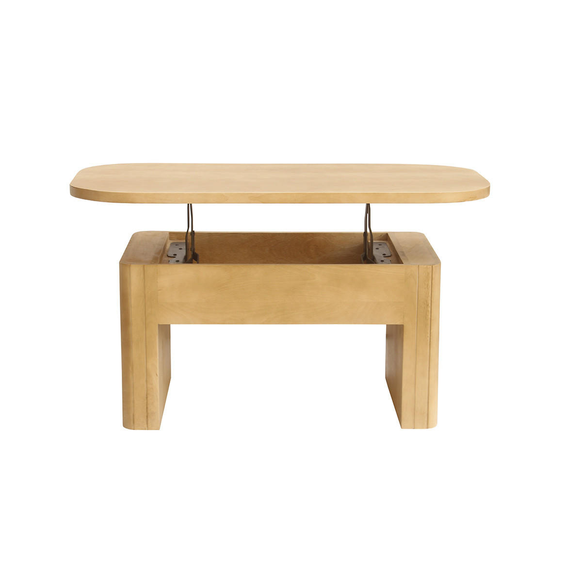 COUCHTISCH Rechteckig Mangoholz Hubfunktion L100 LATIGO - Eiche Bianco, Holz (100/50/45cm) - Miliboo