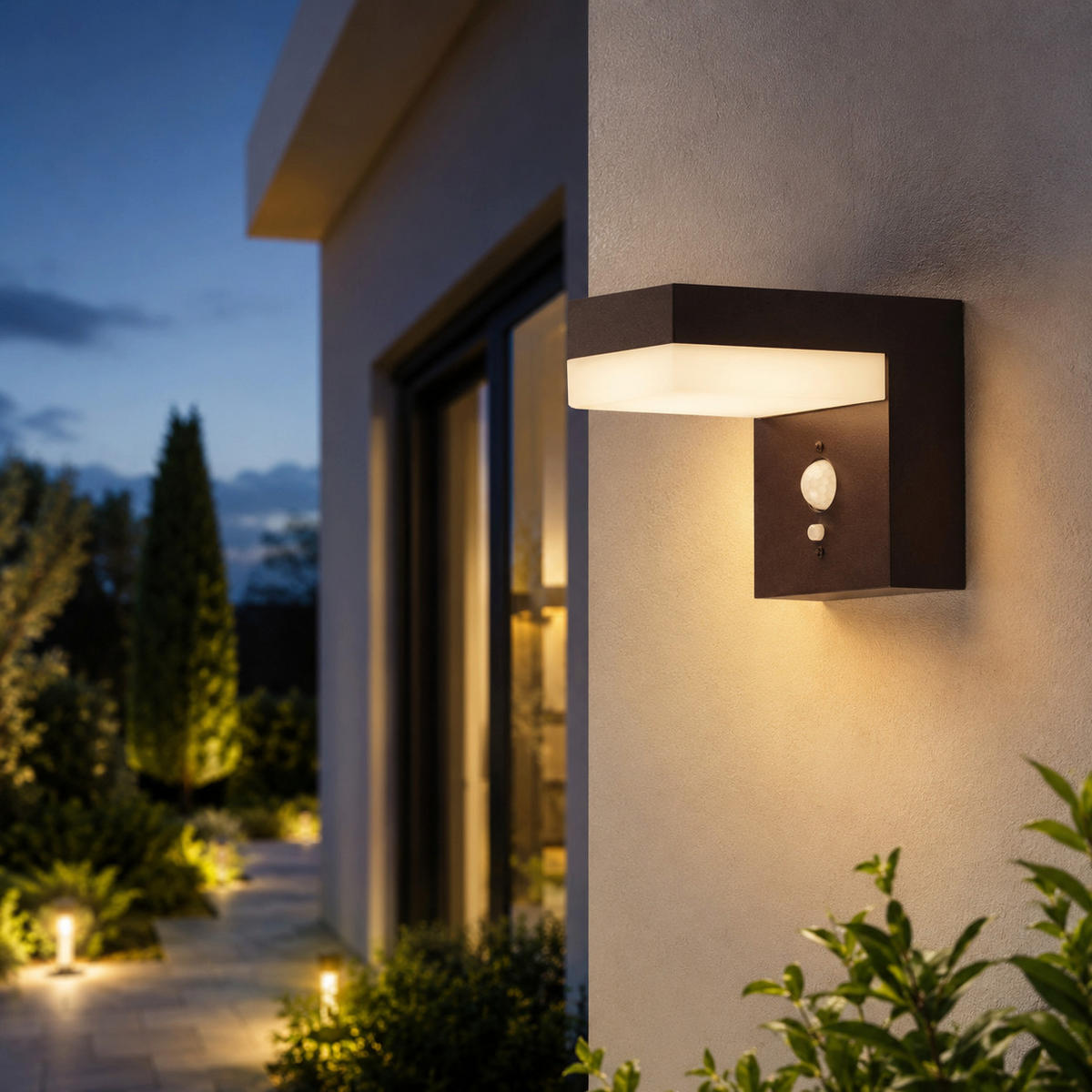 CENOVA 1000LM Solar-Sensor-Wandleuchte - Braun, Metall (17/10/13cm) - Lumisky