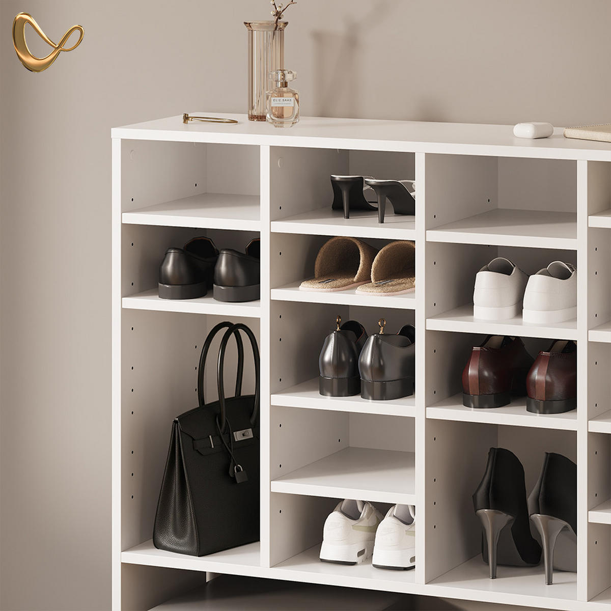 SCHUHSCHRANK Liguria Anthrazit 20 Fächer - Honigeiche/Anthrazit, Holzwerkstoff (104/99/33cm) - Livinity®