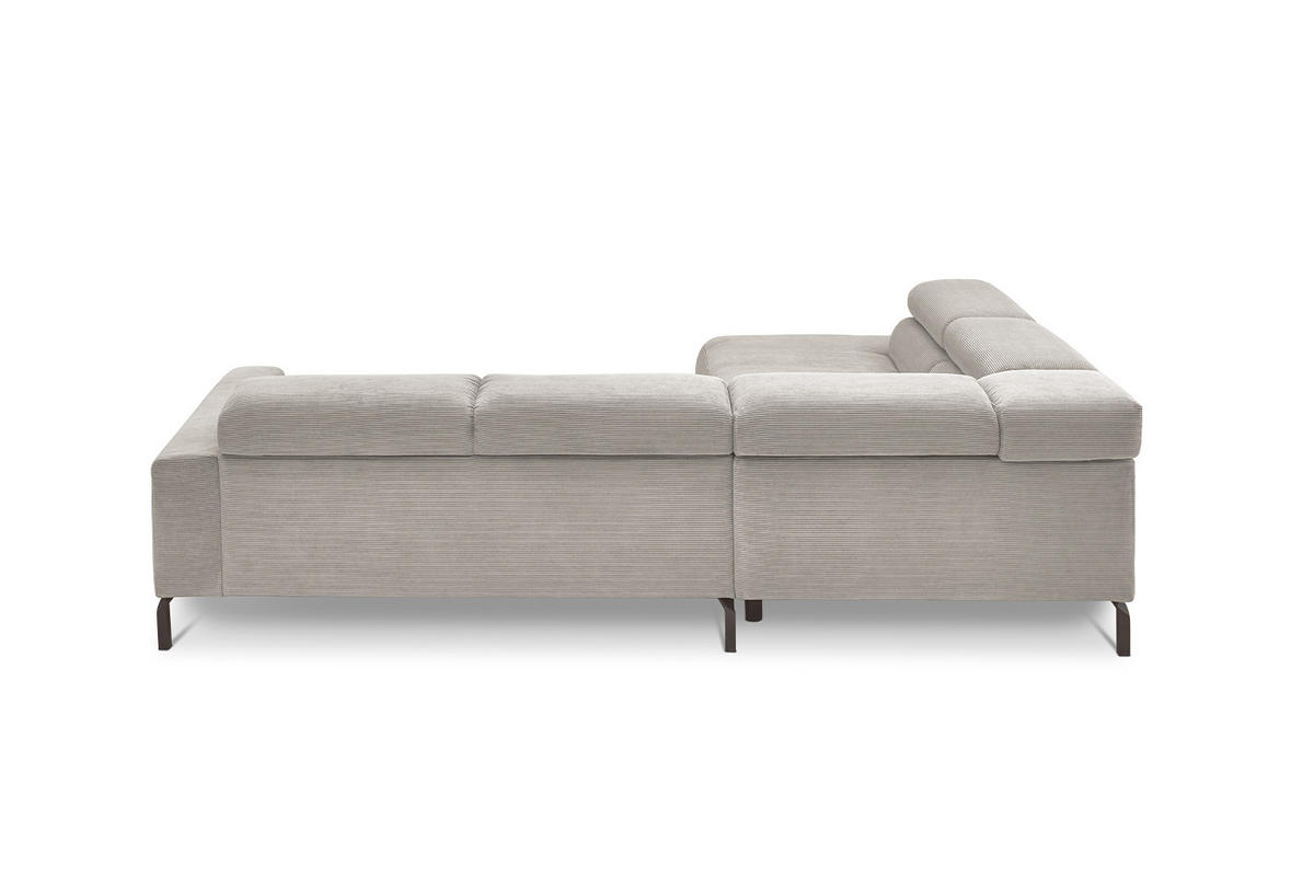ECKSOFA DELIA Silber Cord - Silberfarben/Schwarz, Textil/Metall (276/219cm) - KAWOLA
