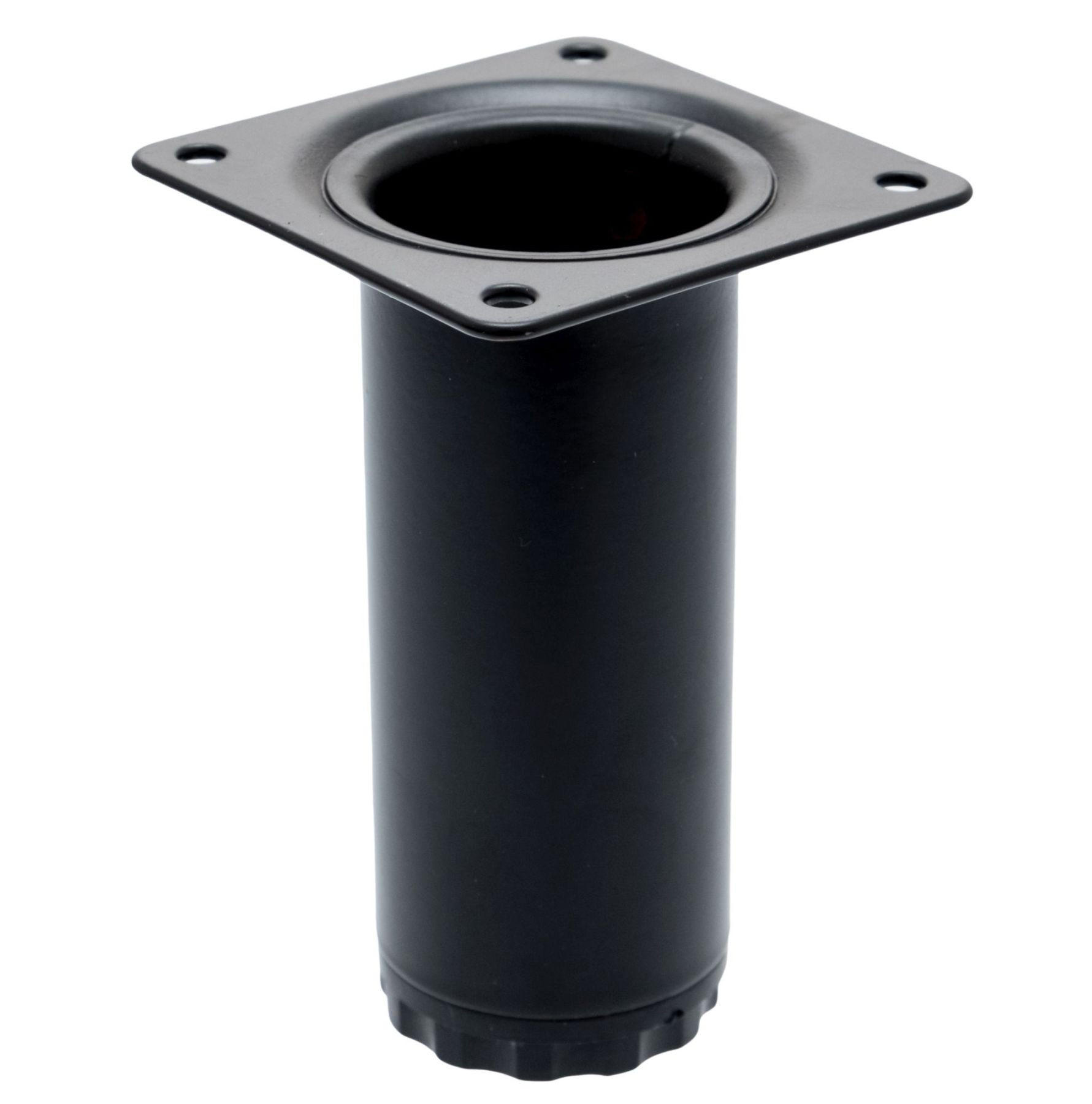 MÖBELFUSS schwarz Möbelbein 10 cm + 1 cm höhenverstellbar Tragkraft max. 50 kg - Schwarz, Metall (4/10/10cm) - Livingpoint24