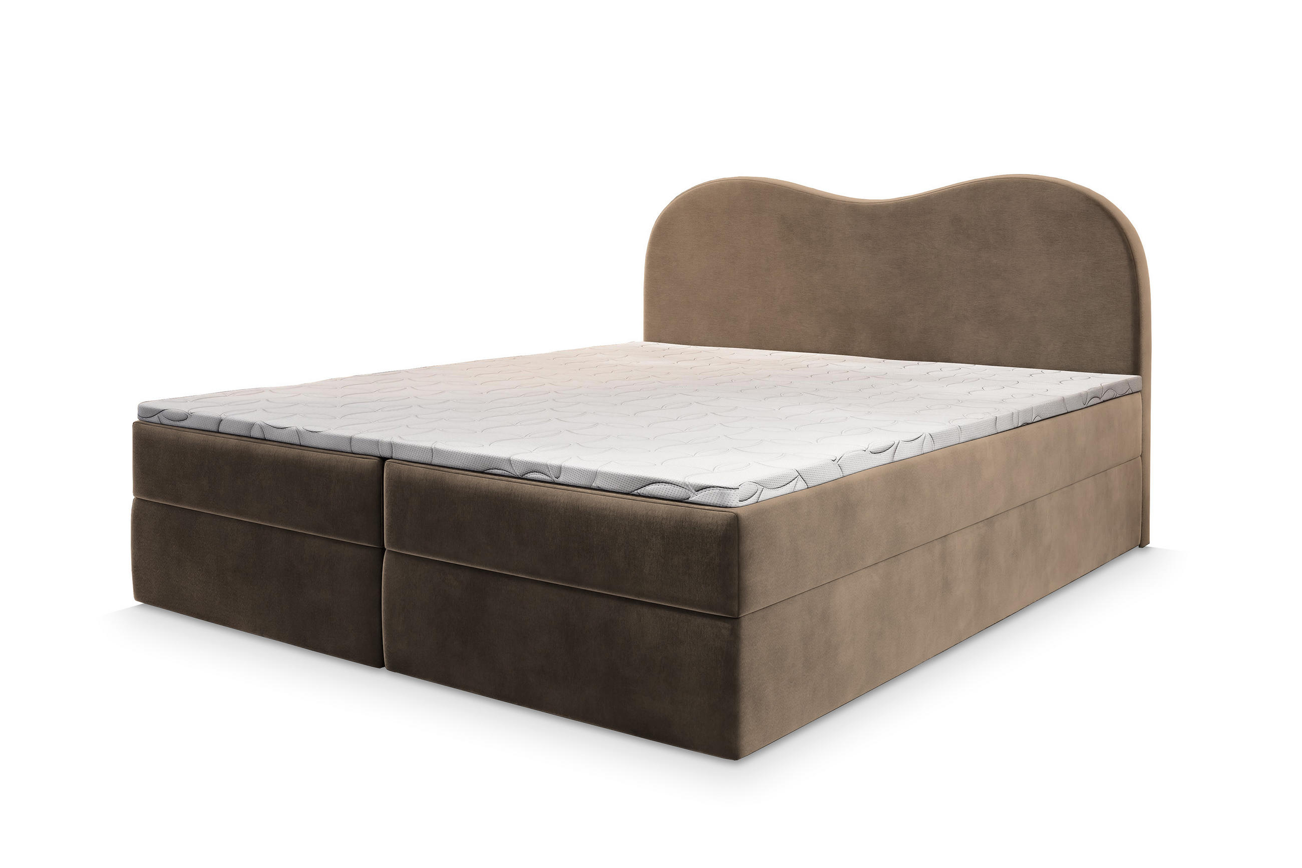 BOXBETT FLUVIA M 160x200 cm mit Matratze und Topper - Beige - Beige, Holz (160/200cm) - MASSENO
