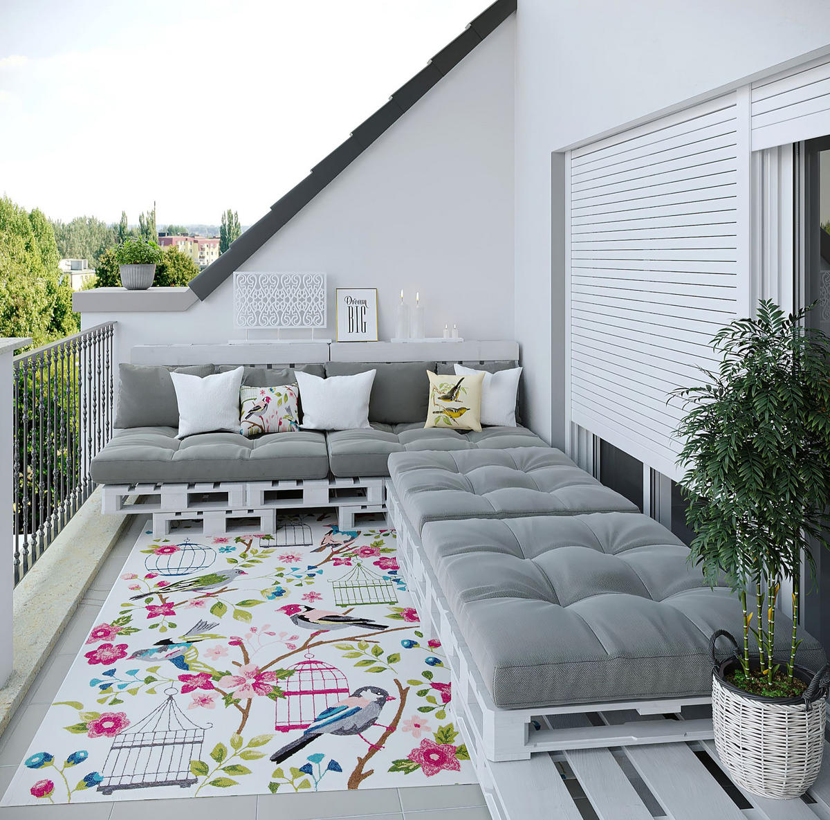 OUTDOORTEPPICH Rosetta 180x180 cm - Weiß, Textil (180/180cm) - Gino Falcone