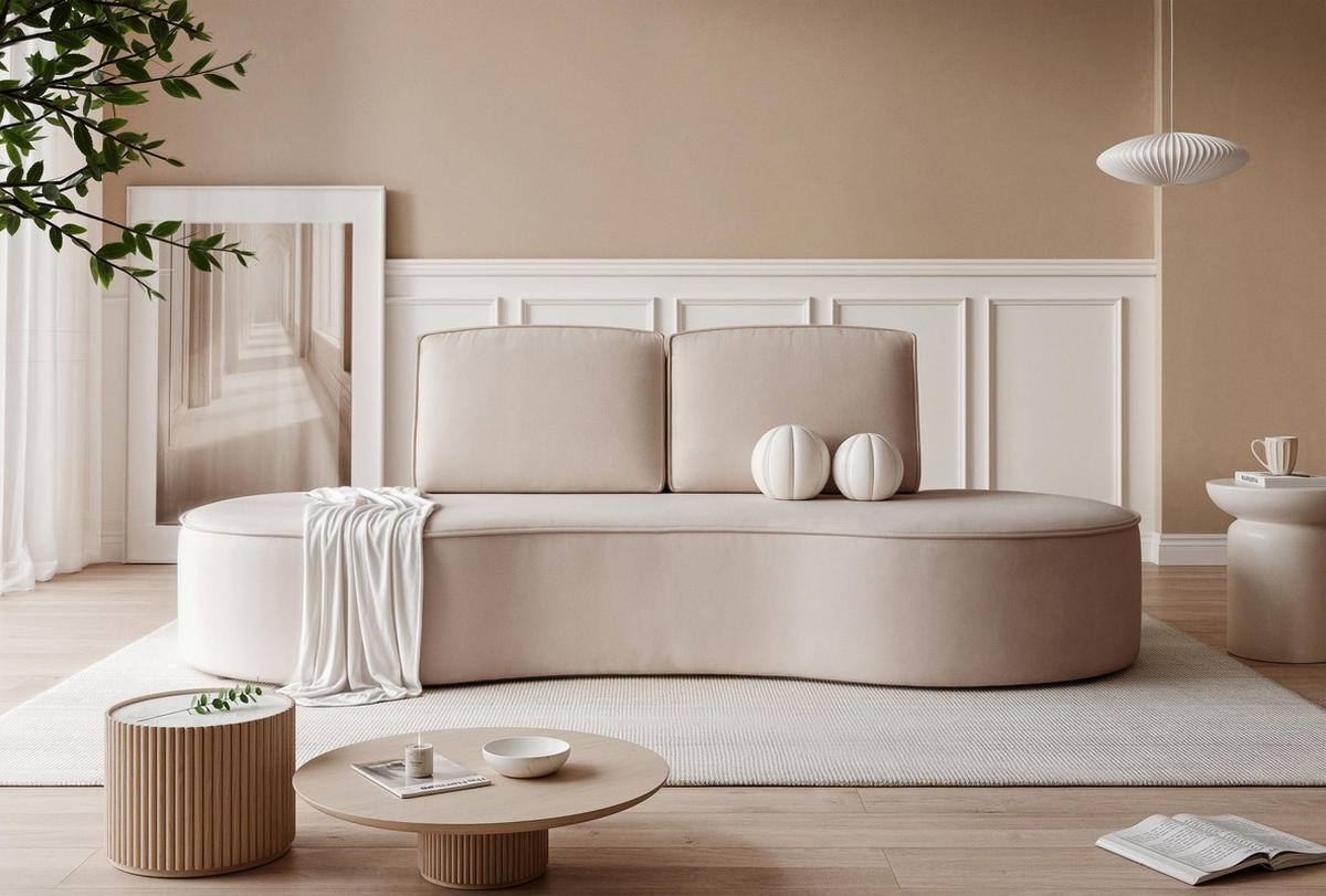 2-SITZER-SOFA SOFIA Veloursstoff in Braun - Braun, Holzwerkstoff/Kunststoff (234/88/101cm) - Idohome