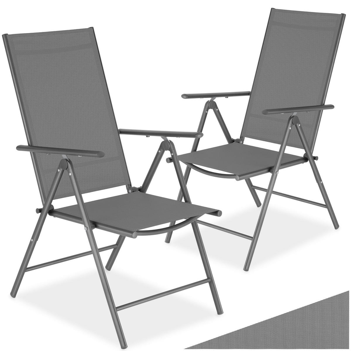 GARTENSTUHL 2er Set Marcellino, 54,5 x 65 x 107,5 cm, anthrazit - Anthrazit/Grau, Metall (54.5/107.5/65cm) - tectake