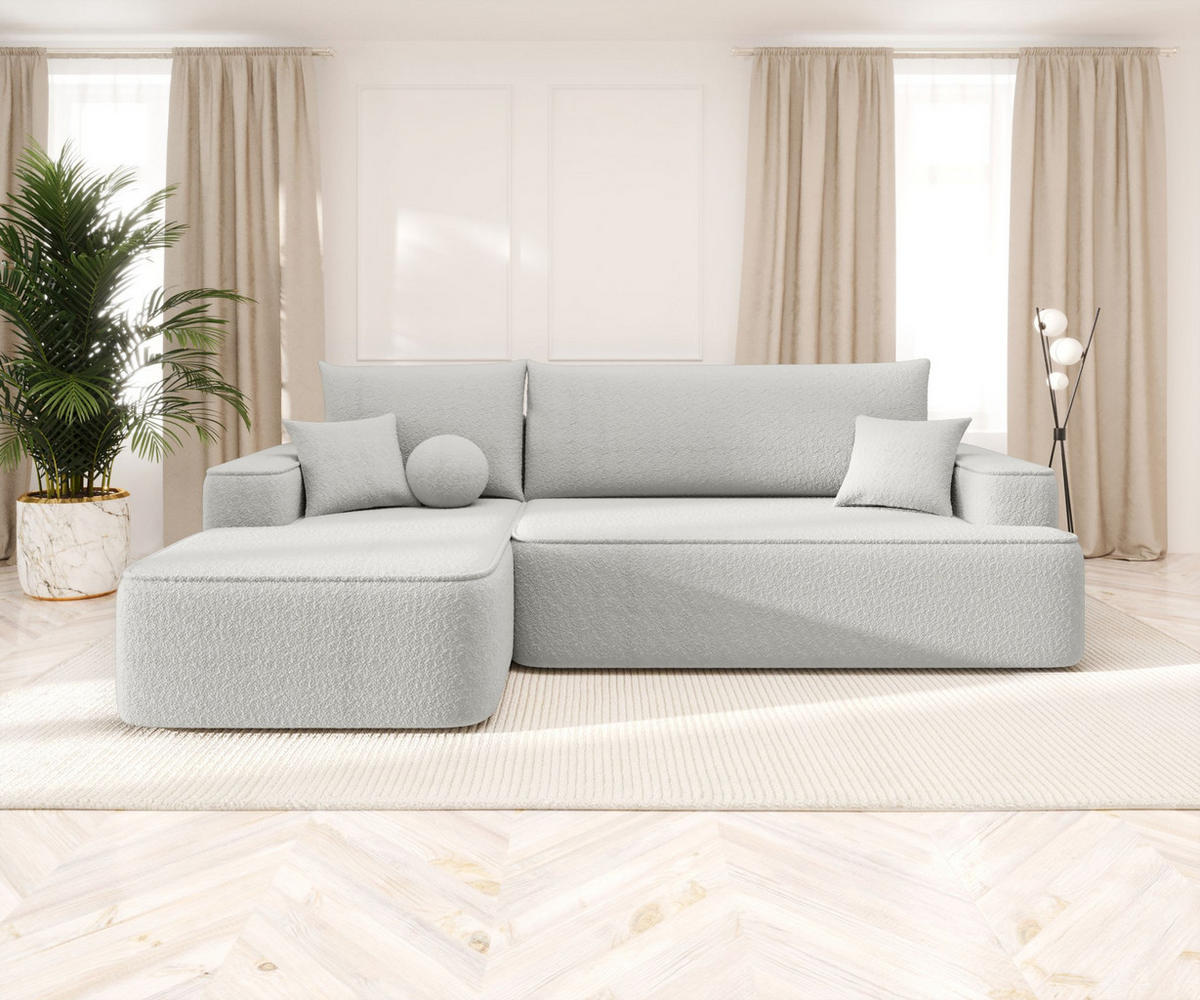 ECKSOFA mit Schlaffunktion FIGO Quelle 01 Links - Weiß, Textil (250/150cm) - Bedante