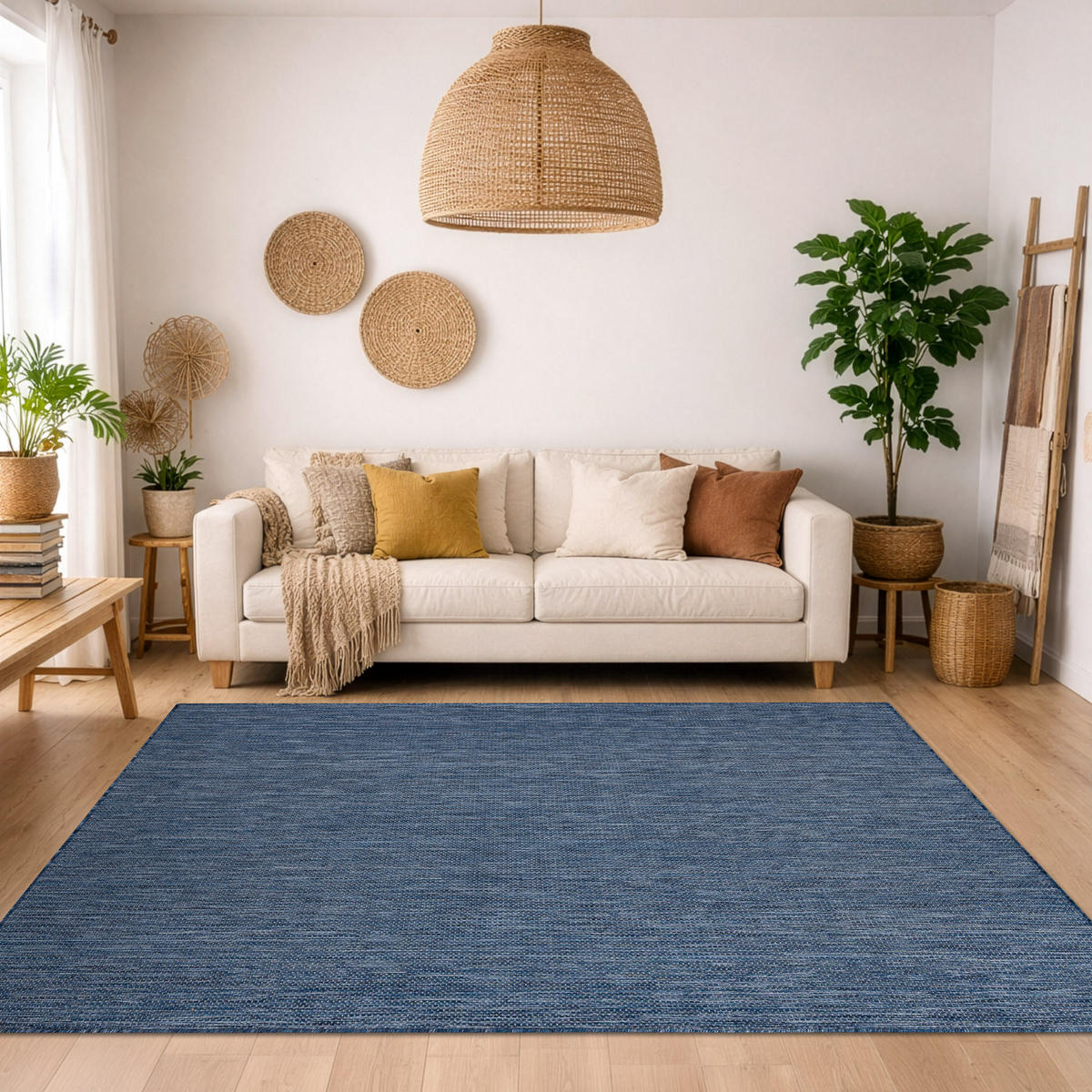 MATTA SISAL SION A5165A Melange Platt vävd mörkblå 120/170 cm - Blå, Textil (120/170cm) - rugsX