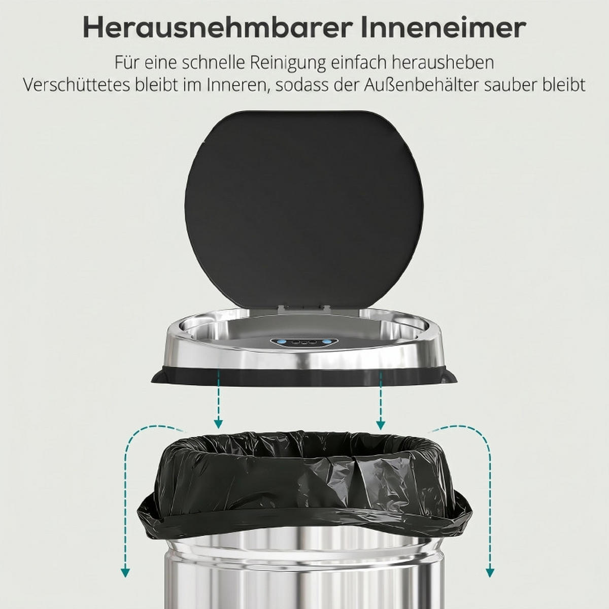 ABFALLEIMER - Silberfarben, Metall (30.5/81.5/30.5cm)