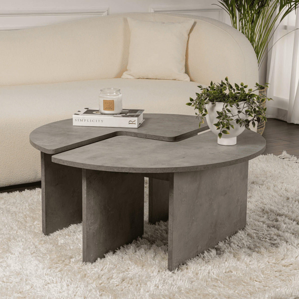 COUCHTISCH moira Gris béton - Grau, Holzwerkstoff (65/90/41cm) - Calicosy