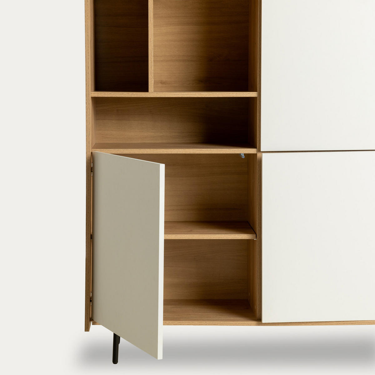 HIGHBOARD Nadine Natur - Weiß 120 cm x 138 cm - Braun, Holzwerkstoff (120/138/41cm) - Kenay Home