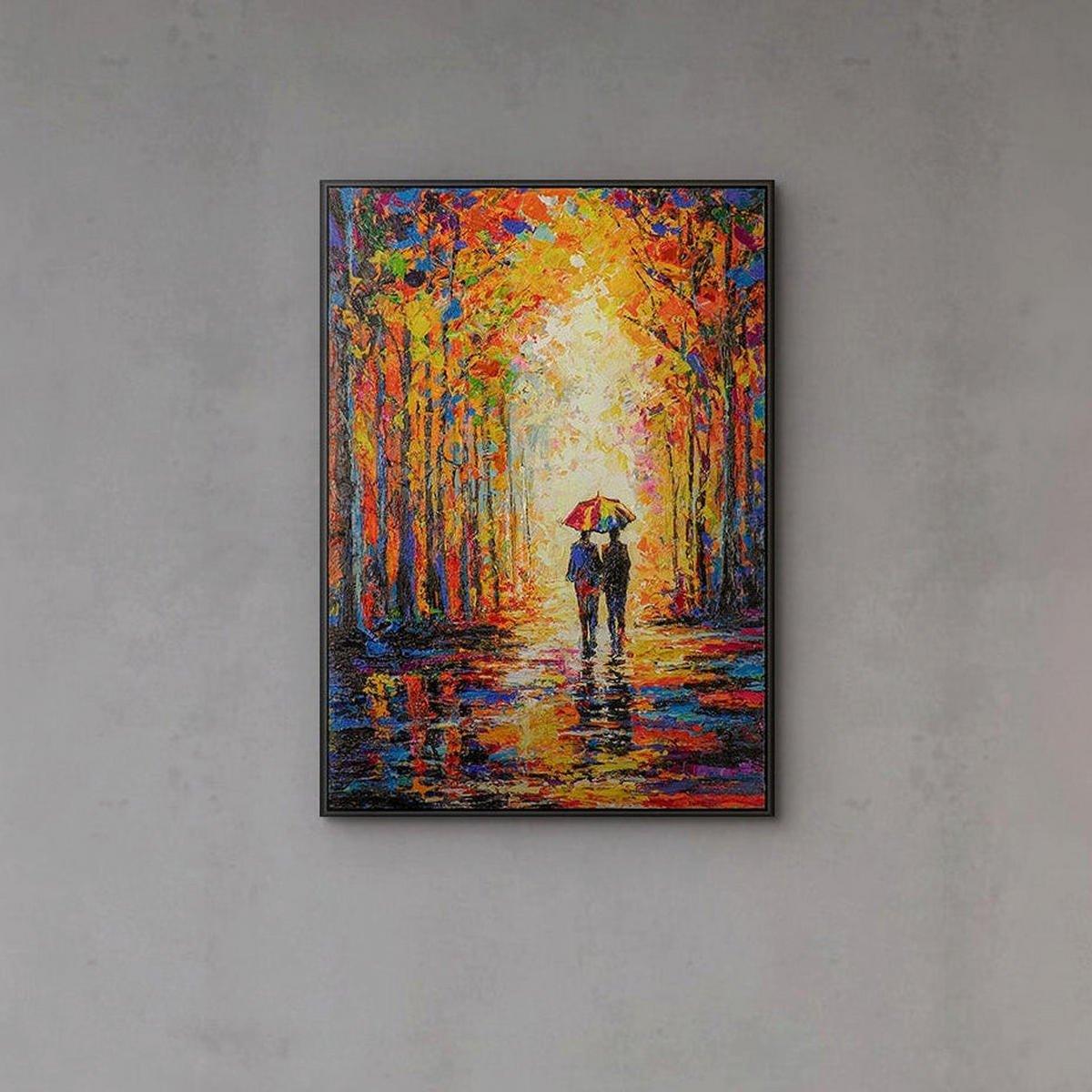 GEMÄLDE Liebesausflug Schattenfugenrahmen Schwarz 70x50 cm - Schwarz, Holz (70/50cm) - YS-art gallery