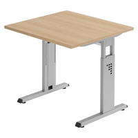 SCHREIBTISCH Serie-O 80/80/74 cm in Eichefarben/Silberfarben - Eichefarben/Silberfarben, Holzwerkstoff (80/80/74cm) - bümö