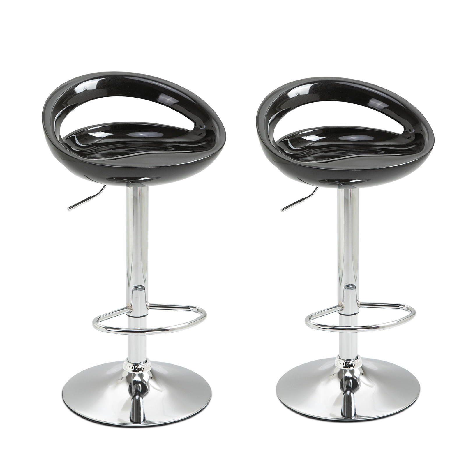 BARHOCKER 2er-Set DE-14782 höhenverstellbar mit Rückenlehne Schwarz - Schwarz, Metall (41/96/46cm) - ComfortXL