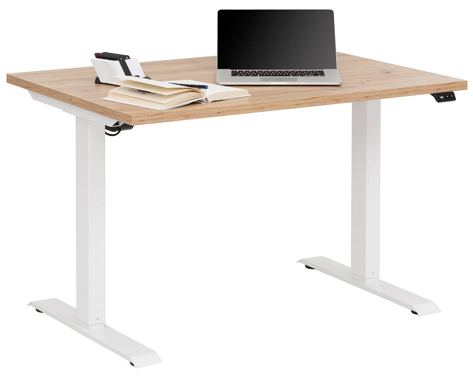 SCHREIBTISCH Weiß 175x80 cm massiver Bambusplatte – von MAJA Möbel, elektrisch höhenverstellbar - Weiß, Holzwerkstoff (80/175/70.5cm)