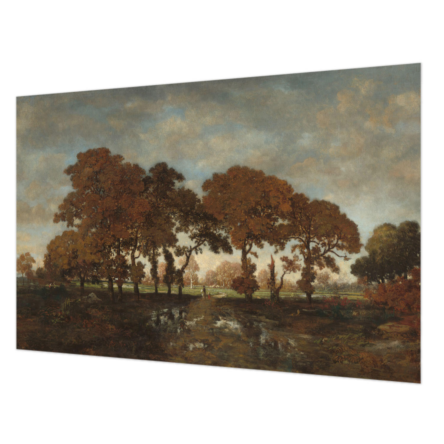 FOTOTAPETE 104x70 cm - Idyllische Landschaft - Weiß, Textil (104/70cm) - Wallfluent