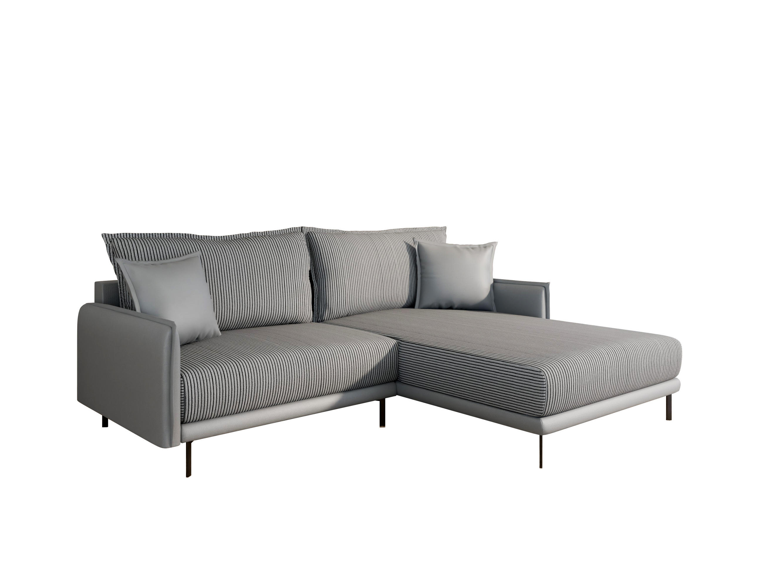 ECKSOFA Selva – modernes Design trifft auf höchsten Komfort, Grau - Grau, Holz (246/190cm) - Panda Möbel